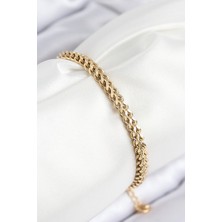 316L Çelik Örgü Zincir Model Gold Renk Kadın Bileklik - Lisinya