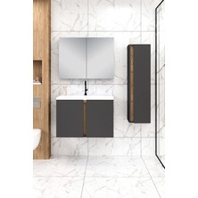 %100 Mdf - 80 cm Lavina Banyo Dolabı + 30 cm Lavina Boy Dolabı