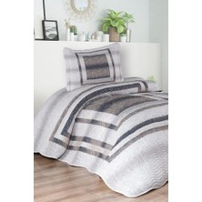 Aria Baskılı Kapitoneli Tek Kişilik Yatak Örtüsü Kahve