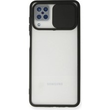 Samsung Galaxy A12 Kılıf Palm Buzlu Kamera Sürgülü Silikon - Siyah - BRF14892-6873