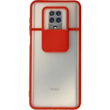 Xiaomi Redmi Note 9 Pro Kılıf Palm Buzlu Kamera Sürgülü Silikon - Kırmızı - BRF13461-7007