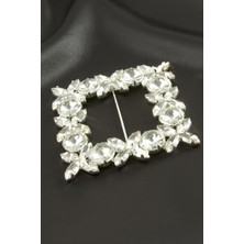 Sepetim Çiçek Kare Taşlı Kemer Tokası-Yeşil