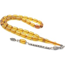 Arnavut Kamçılı Kapsül Kesim Zeytin Yeşili Sıkma Kehribar Tesbih 023