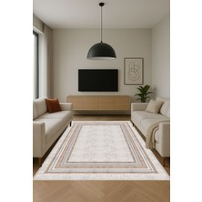 Krem Dijital Baskı Salon Halısı Kaymaz Tabanlı Yıkanabilir Halı Yolluk