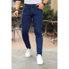 Erkek Jeans Slim Fit Likralı Denim Lacivert Kot Pantolon