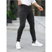 Erkek Jeans Slim Fit Likralı Denim Füme Kot Pantolon