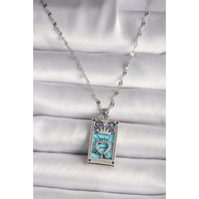 316L Çelik Gümüş Pembe Zirkon Taşlı Kalp Portre Model Kadın Kole