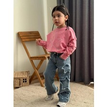 Taş Yıkamalı Kız Yıldız Takım - Sweatshirt-Jean Pantalon