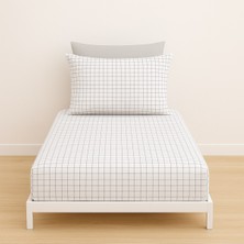 Tek Kişilik Kareli Desen Lastikli Çarşaf ve Yastık Kılıfı 120 x 200
