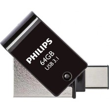 Philips FM64DC152B/00 64GB 2 In 1 Type-C/usb 3.1 Siyah Gri USB Flash Bellek (4887)