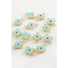 Sepetim Çiçek Çift Kulplu Mineli Bileklik ve Kolye Ucu Aparatı 1 Adet-Açık Mavi