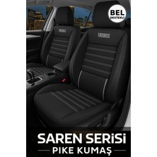 Mini Clubman 2007–2023 Saren Serisi Oto Koltuk Kılıfı 5’li Set – Airbag & Kolçak Uyumlu, 3 Katman, Pike+Lakost+Deri Siyah Beyaz