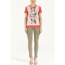 Mercan Baskılı Bol Kesim Örme Bluz 19595