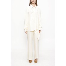 Ekru Beli Lastikli Pantolonlu Ikili Takım 12284