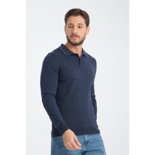 224101 Sanfa Düğmeli Polo Yaka Kazak