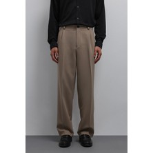 Antioch Bej Relax Fit Baggy Pilili Erkek Pantolon