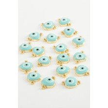 Sepetim Nazar Çift Kulplu Mineli Bileklik ve Kolye Ucu Aparatı 1 Adet-Beyaz