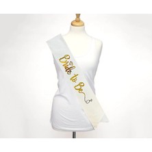 Beyaz Üzeri Altın Italik Alyanslı Bride To Be Yazılı Simli Işıltılı Kuşak Kemer 10 cm Genişlik