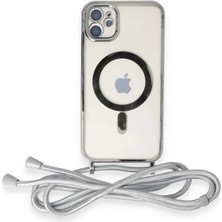 iPhone 11 Kılıf Divo Lazer Askılı Magsafe Kapak - Gümüş - BRF15914-9738