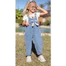 Unisex Ayıcıklı Kot Salopet Tulum