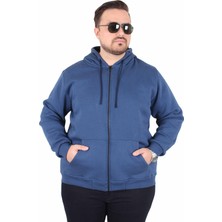 Starbattal Büyük Beden Unisex Kapüşonlu 3ip Sweat 11701 Indıgo