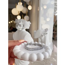 Su Yolu- Gümüş Kaplama Zirkon Taşlı Ayarlanabilir Bileklik Su Yolu 1 Adet