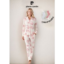 Kadın Giyim Kutulu Modal & Pamuk Çiçek Desenli Gömlek Pijama Takımı