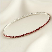 Sepetim 2 mm Minik Şerit Taşlı Suyolu Bileklik-Kırmızı