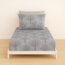 Tek Kişilik Ağaç Desen 90 x 200 cm Lastikli Çarşaf ve Yastık Kılıfı
