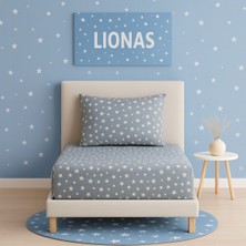 Desenli 100 x 200 cm Tek Kişilikgri Yıldız Lastikli Çarşaf ve Yastık Kılıfı