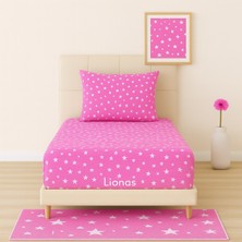 Desenli 100 x 200 cm Tek Kişilik Pembe Yıldız Lastikli Çarşaf ve Yastık Kılıfı
