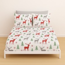 Desenli Çift Kişilik Lastikli Battal 180 x 200 Çarşaf ve 2 Adet Yastık Kılıfı