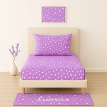 Desenli 90 x 200 cm Lila Yıldız Lastikli Çarşaf ve Yastık Kılıfı