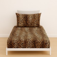 Tek Kişilik Leopar Desen 90 x 200 cm Lastikli Çarşaf ve Yastık Kılıfı