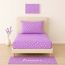 Desenli 100 x 200 cm Tek Kişilik Lila Yıldız Lastikli Çarşaf ve Yastık Kılıfı