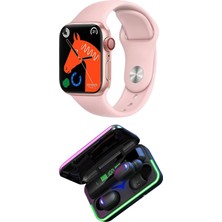 Pembe Akıllı Saat ve E10 LED Kulaklık Seti, Şık ve Fonksiyonel Ürünler