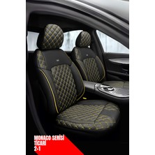 Nissan Micra 2017- Hatchback – Ticari Araç 2+1 Uyumlu Monaco Serisi Eviza Koltuk Kılıfı – Siyah/sarı, Kolay Montaj