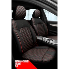 Honda Jazz 2016 ve Sonrası Trend 5 Kapı – Ticari Araç 2+1 Uyumlu Monaco Serisi Eviza Koltuk Kılıfı – Siyah/kırmızı, Kolay Montaj