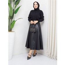 Mevlana Model Deri Etek Siyah