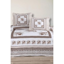 Solindra Baskılı Kapitoneli Çift Kişilik Yatak Örtüsü Kahve