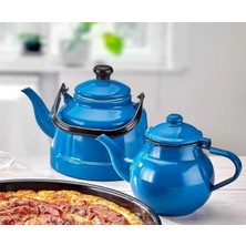 Ebru Emaye Çaydanlık Takımı 15/20 Mavi