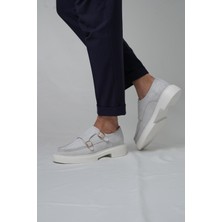 Gody Model Hakiki Deri El Yapımı Erkek Beyaz Süet Casual Ayakkabı