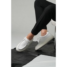 Casandra Model Hakiki Deri El Yapımı Beyaz Casual Ayakkabı