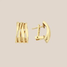 Flex Dalga Altın Küpe