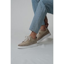 Drake Model Hakiki Deri El Yapımı Bej Erkek Sneakers Ayakkabı