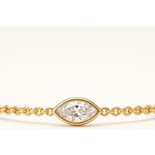 14 Ayar Altın Markiz Taşlı Zincir Bileklik