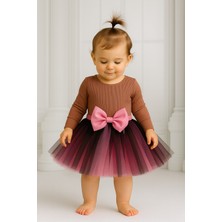 Kız Bebek Astarlı Önü Tokalı Beli Lastikli Üst Katman Siyah Alt Katman Pembe Kabarık Tütü Etek