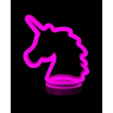 Neon Işıklı Unicorn Masa Gece Lambası Pil+Usb