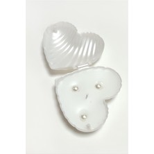 Sepetim Kalp Kutulu Mum-Beyaz