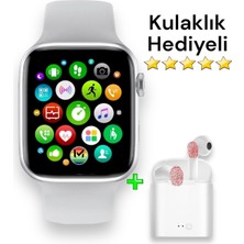 Beyaz Akıllı Saat ve Kablosuz Kulaklık Seti, Şık ve Kullanışlı Ikili Paket
